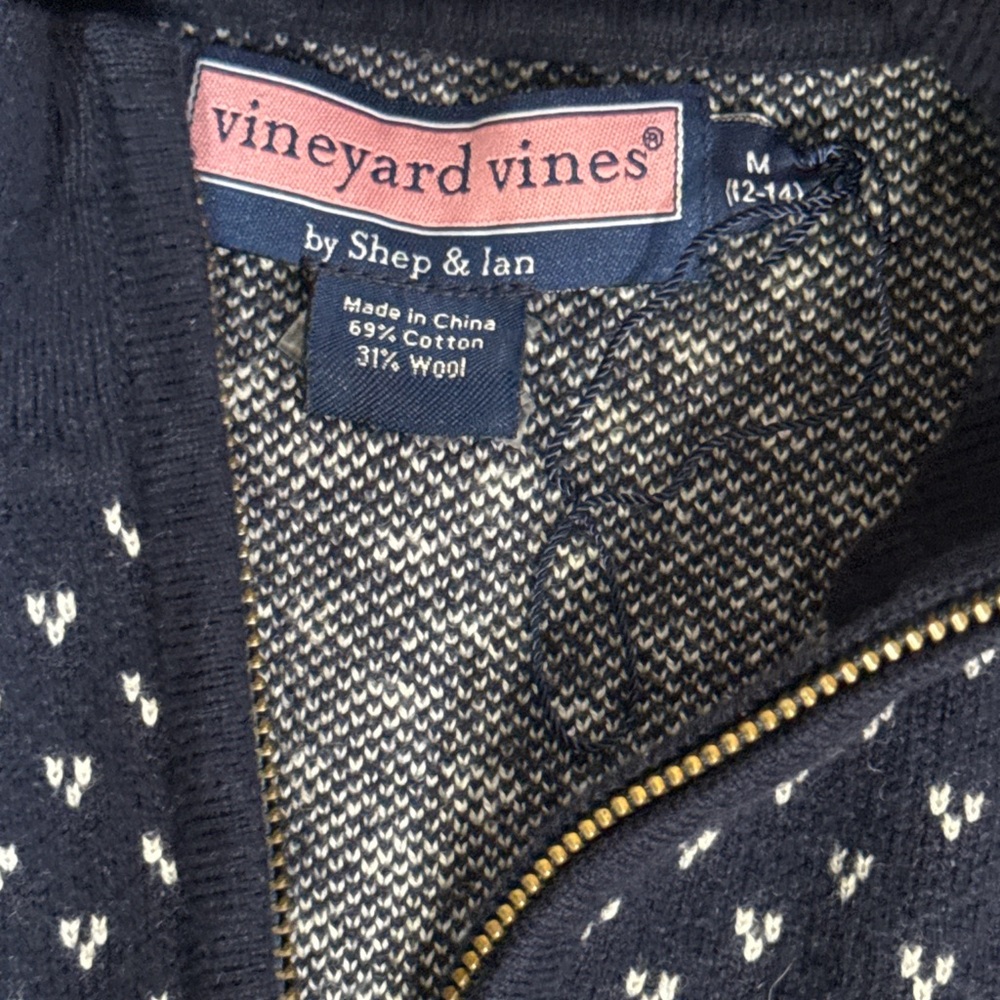 Vineyard Vines Navy Micro-Pattern Half-Zip Sweater - image 4